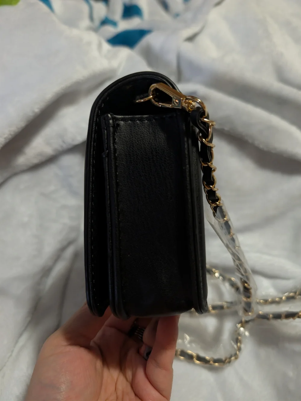 Black Sequin Crossbody Bag with Chain Strap